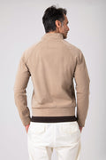 Giubbino zip in tessuto effetto lino - Beige