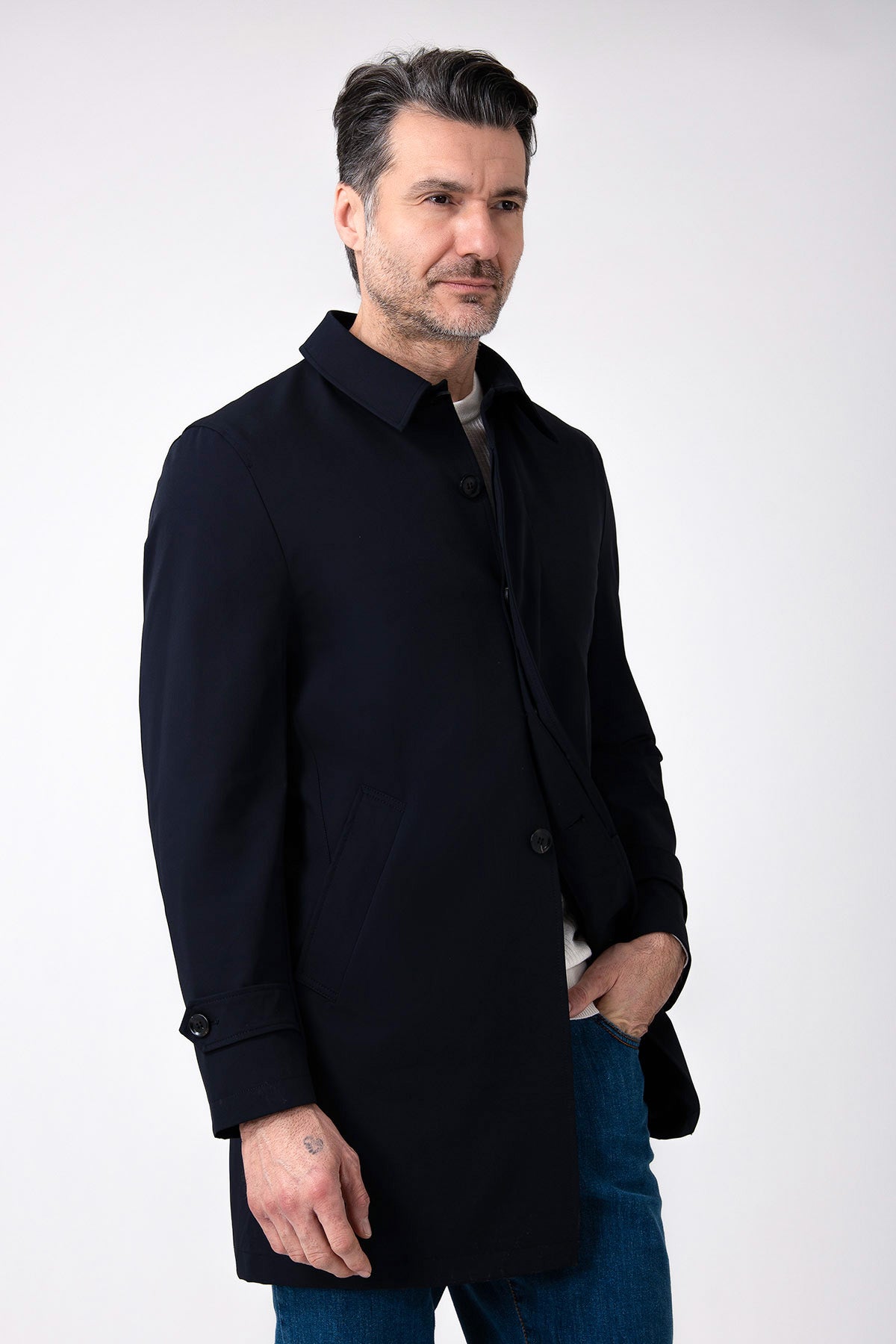 Impermeabile blu collo camicia - Navy