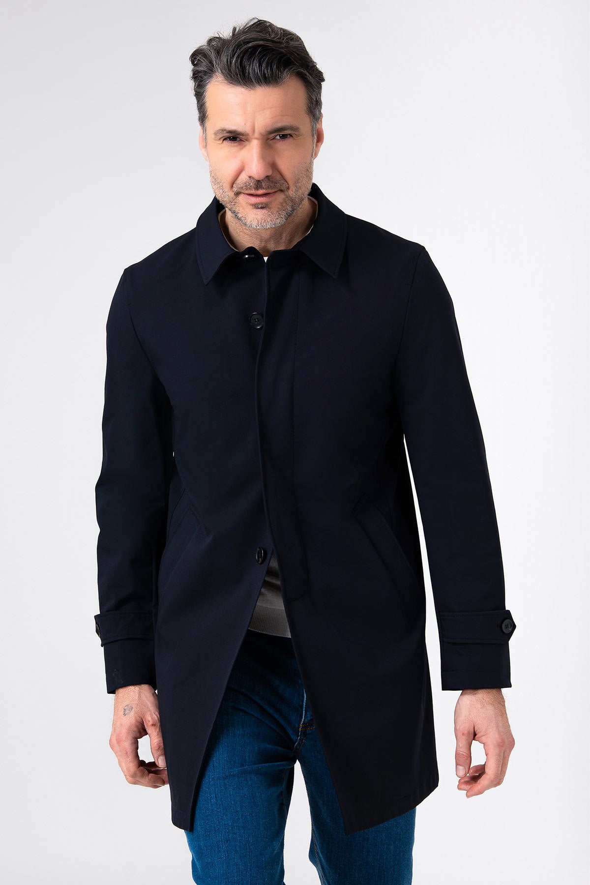 Impermeabile blu collo camicia - Navy