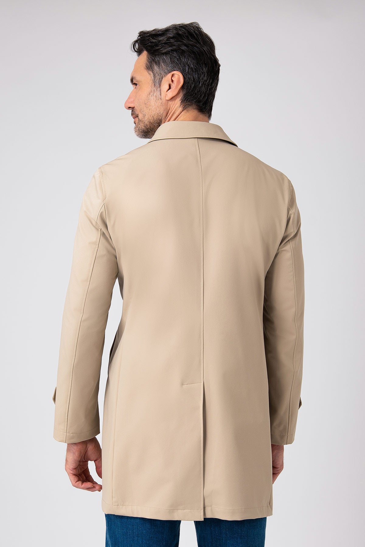 Impermeabile verde oliva collo camicia - Beige