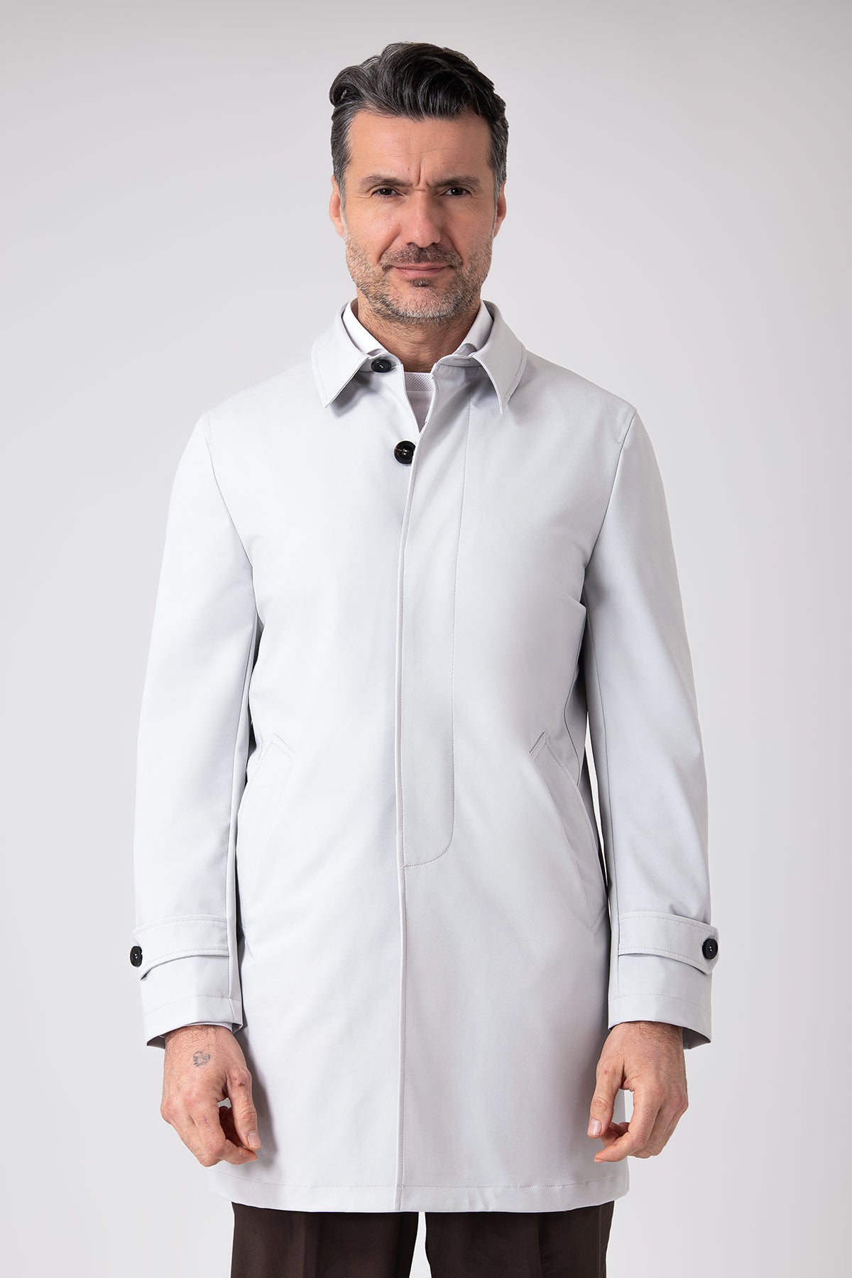 Impermeabile collo camicia - Ghiaccio