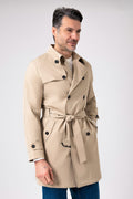 Impermeabile doppiopetto con cintura - Beige