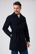 Impermeabile doppiopetto con cintura - Navy