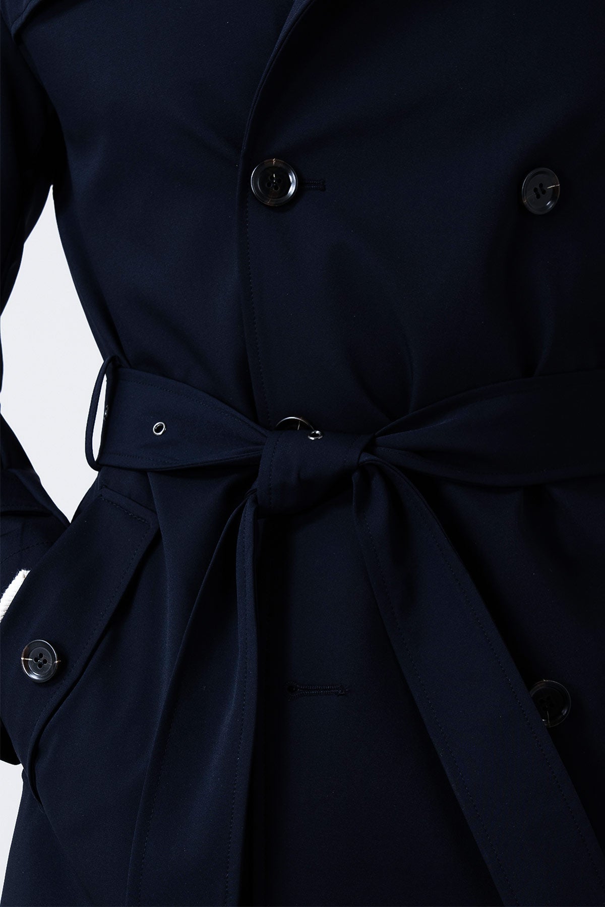 Impermeabile doppiopetto con cintura - Navy