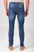 Jeans cinque tasche in cotone elasticizzato - Denim medio - vista posteriore