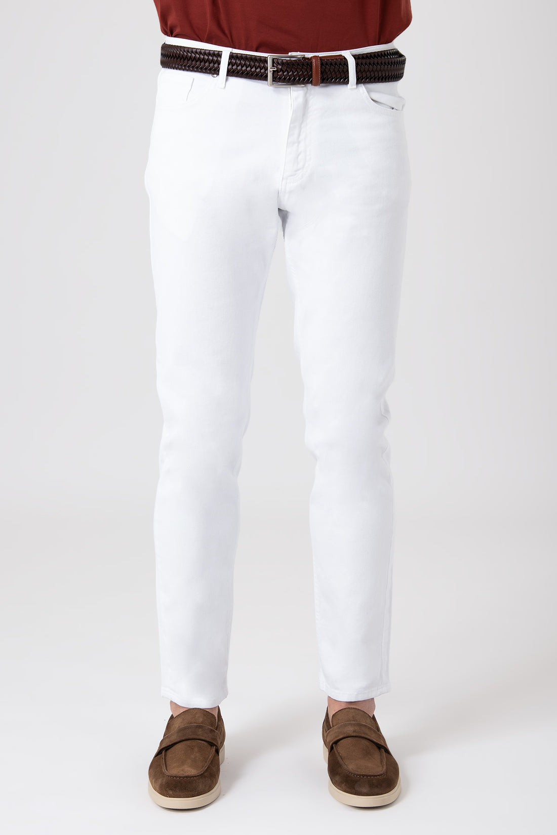 Jeans denim 5 tasche - Bianco - vista frontale