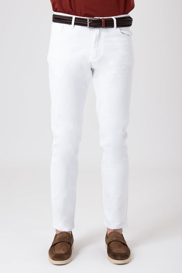 Jeans denim 5 tasche - Bianco - vista frontale