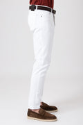 Jeans denim 5 tasche - Bianco - vista laterale