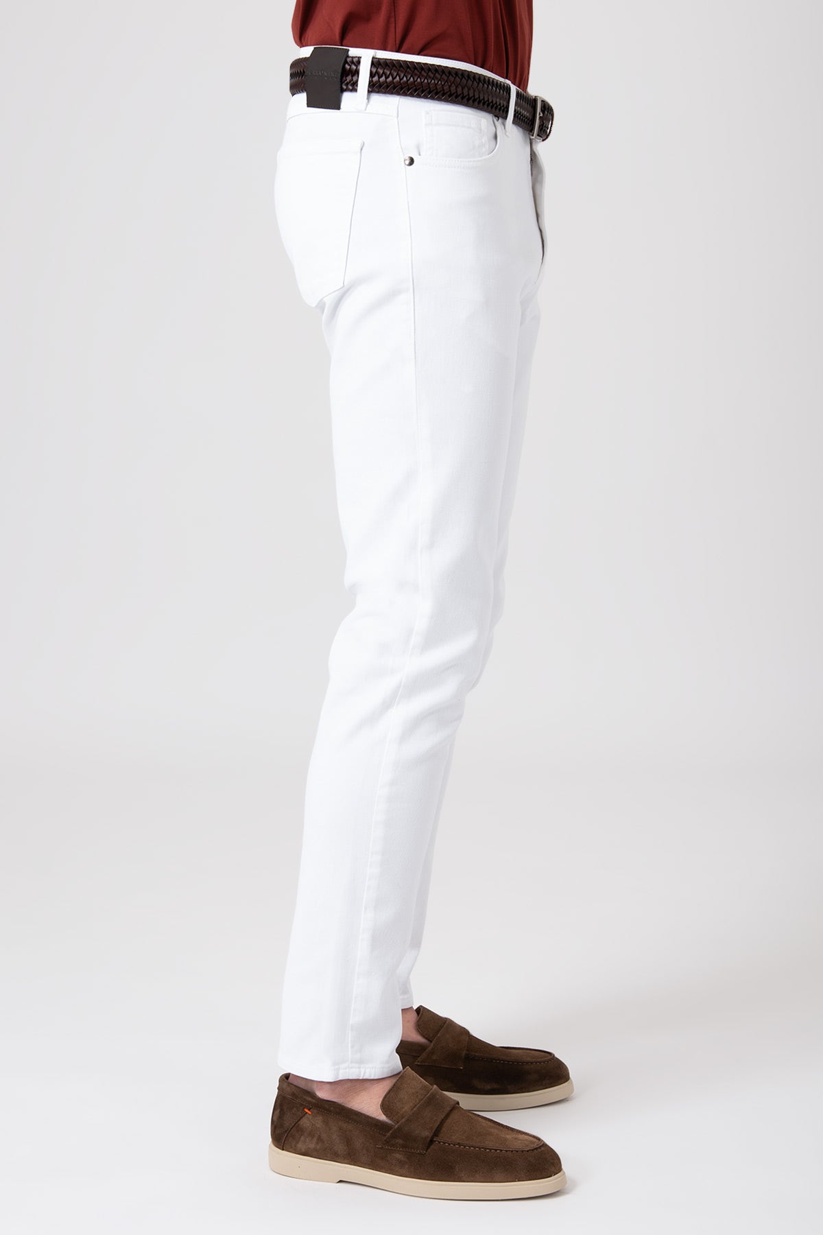 Jeans denim 5 tasche - Bianco - vista laterale