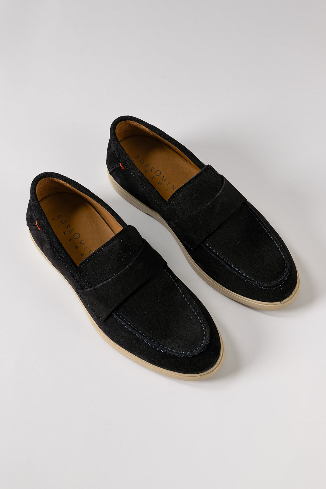 Mocassino in Camoscio Cuoio - Blu - vista posteriore