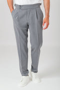 Pantalone a vita alta con fibbia - Antracite - vista frontale