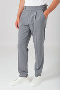 Pantalone a vita alta con fibbia - Antracite - vista frontale