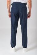 Pantalone a vita alta con fibbia - Blu - vista posteriore