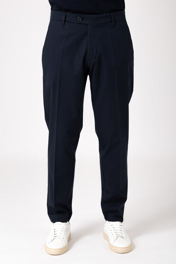 Pantalone con pattina in tencel e cotone - Blu - vista frontale