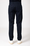 Pantalone con pattina in tencel e cotone - Blu - vista posteriore