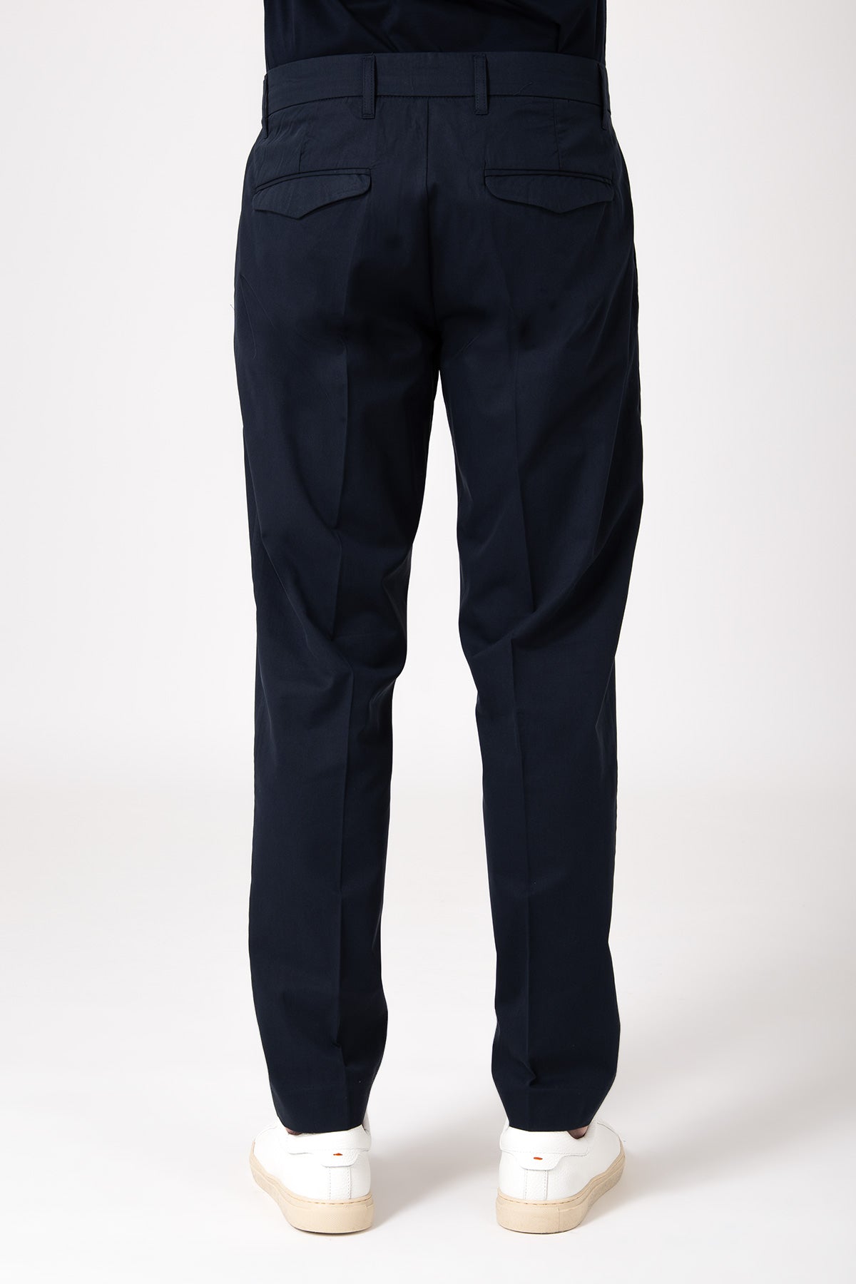 Pantalone con pattina in tencel e cotone - Blu - vista posteriore