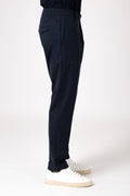 Pantalone con pattina in tencel e cotone - Blu - vista laterale