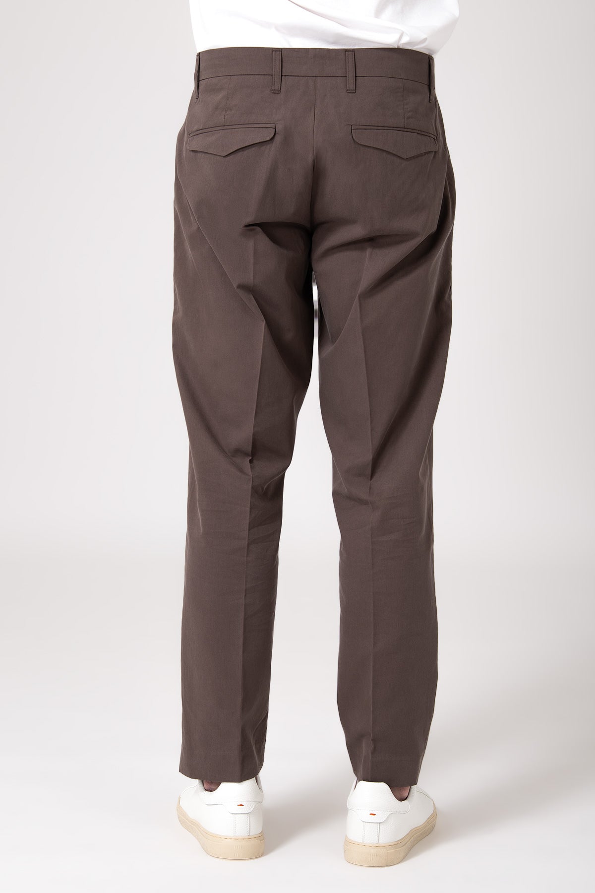 Pantalone con pattina in tencel e cotone - Cacao - vista posteriore