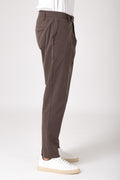 Pantalone con pattina in tencel e cotone - Cacao - vista laterale