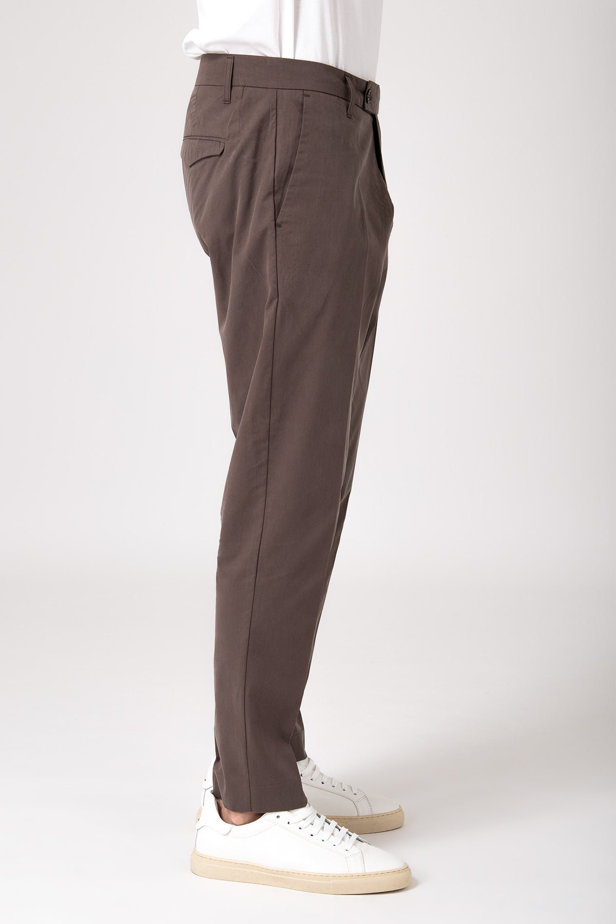 Pantalone con pattina in tencel e cotone - Cacao - vista laterale