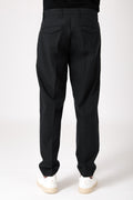 Pantalone con pattina in tencel e cotone - Nero - vista posteriore