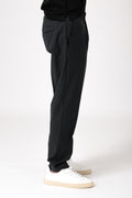 Pantalone con pattina in tencel e cotone - Nero - vista laterale