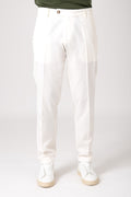 Pantalone con pattina in tencel e cotone - Panna - vista frontale