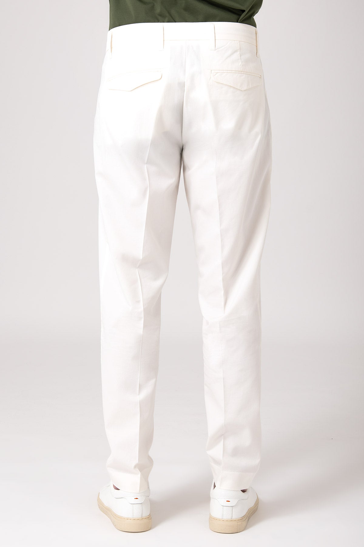 Pantalone con pattina in tencel e cotone - Panna - vista posteriore