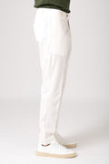 Pantalone con pattina in tencel e cotone - Panna - vista laterale