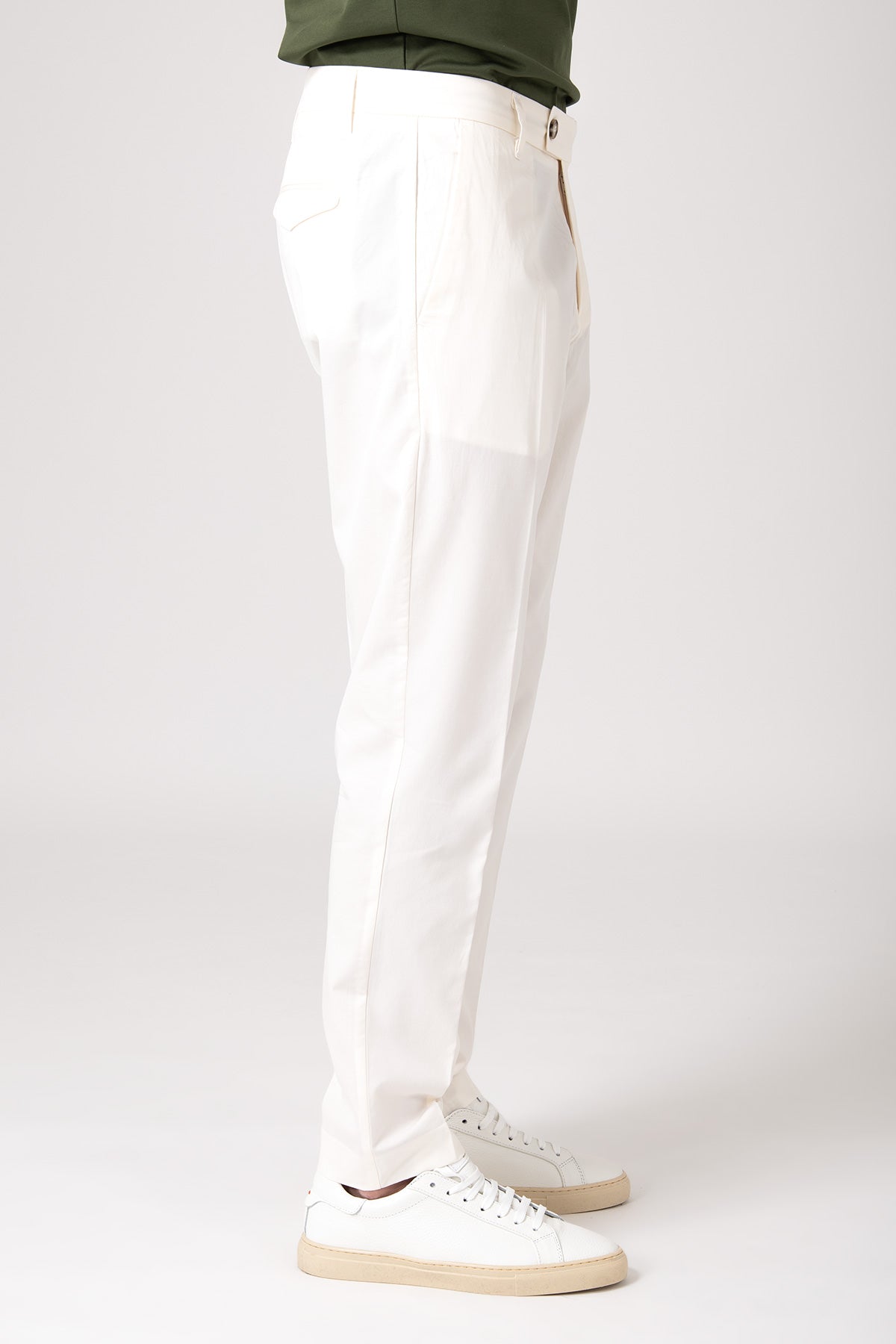 Pantalone con pattina in tencel e cotone - Panna - vista laterale