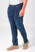 Pantalone in denim scuro con pence - Denim scuro - vista laterale