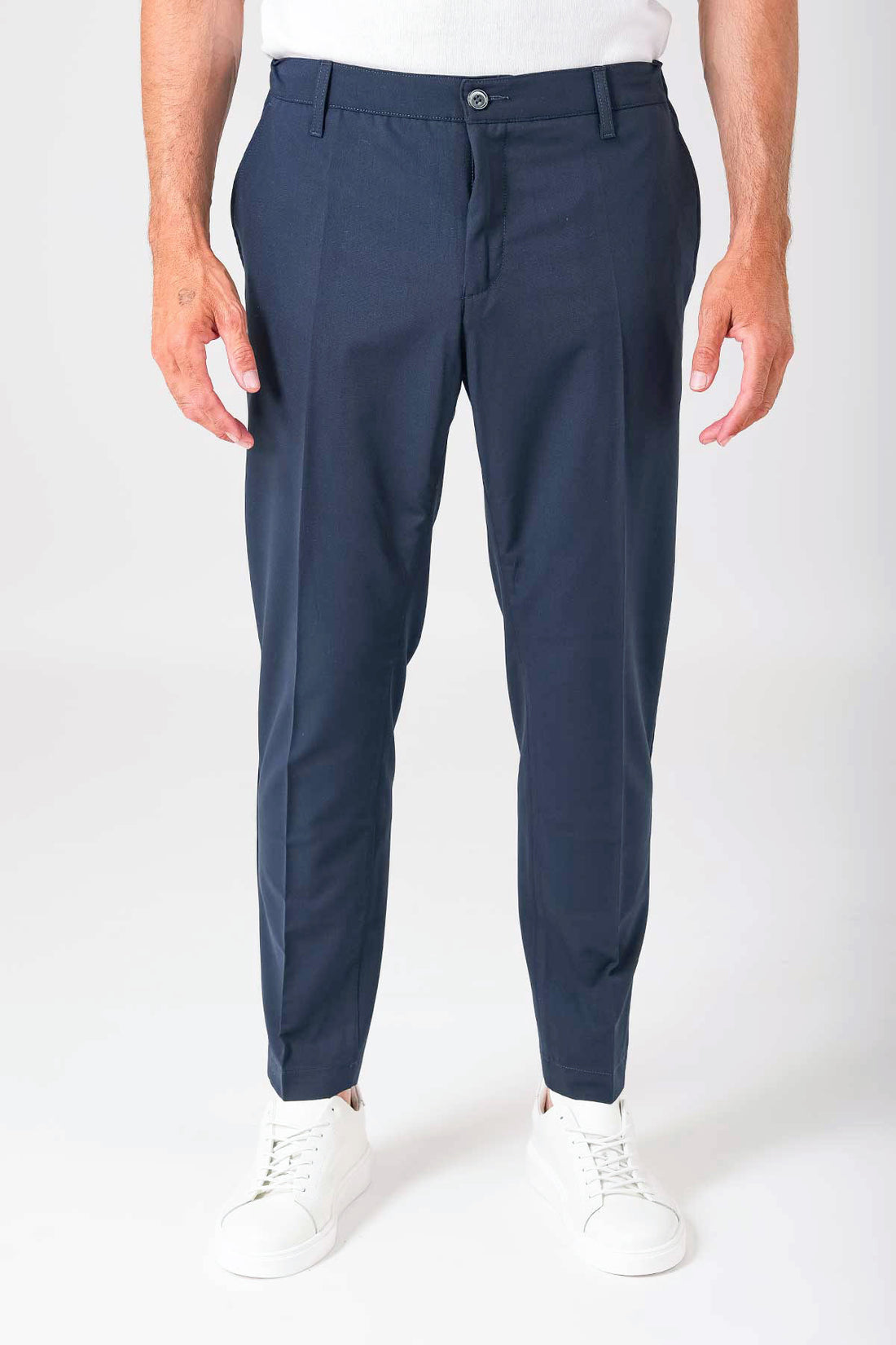 Pantalone relax con elastico in vita - Blu - vista frontale