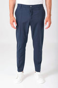 Pantalone relax con elastico in vita - Blu - vista frontale