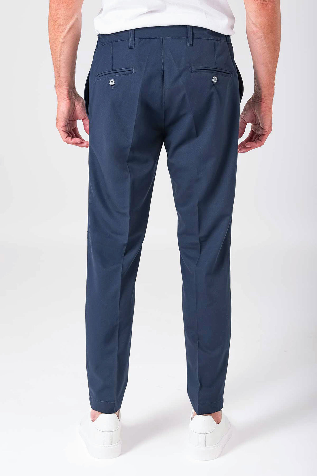 Pantalone relax con elastico in vita - Blu - vista frontale