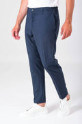 Pantalone relax con elastico in vita - Blu - vista laterale