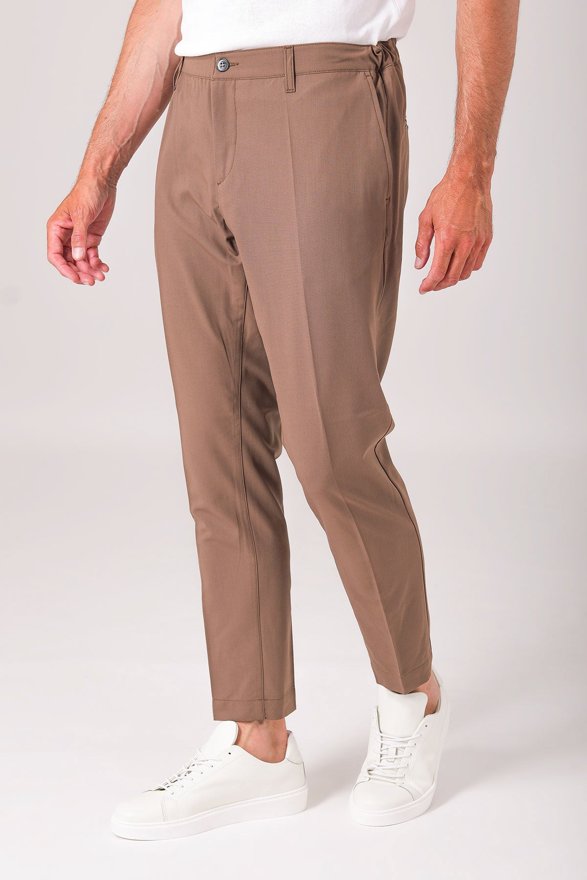 Pantalone relax con elastico in vita - Fango - vista laterale