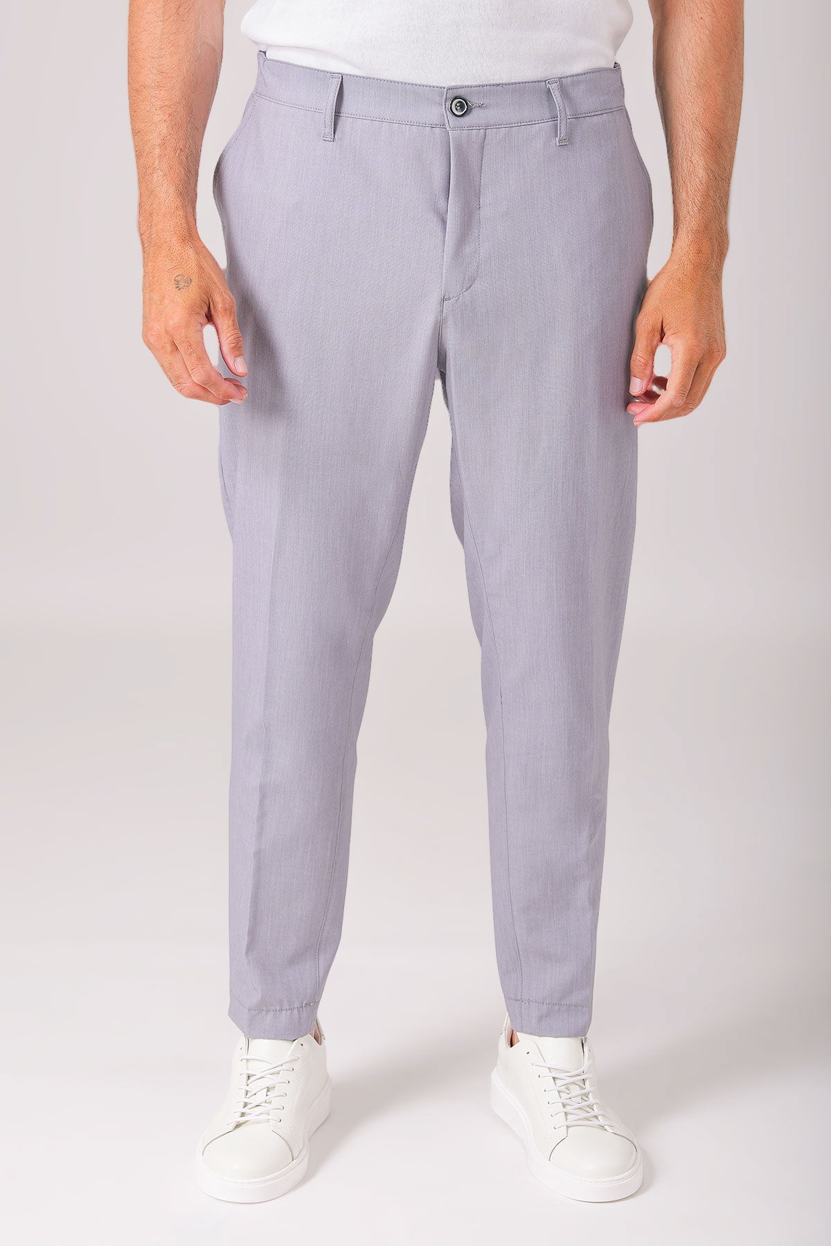 Pantalone relax con elastico in vita - Grigio - vista frontale