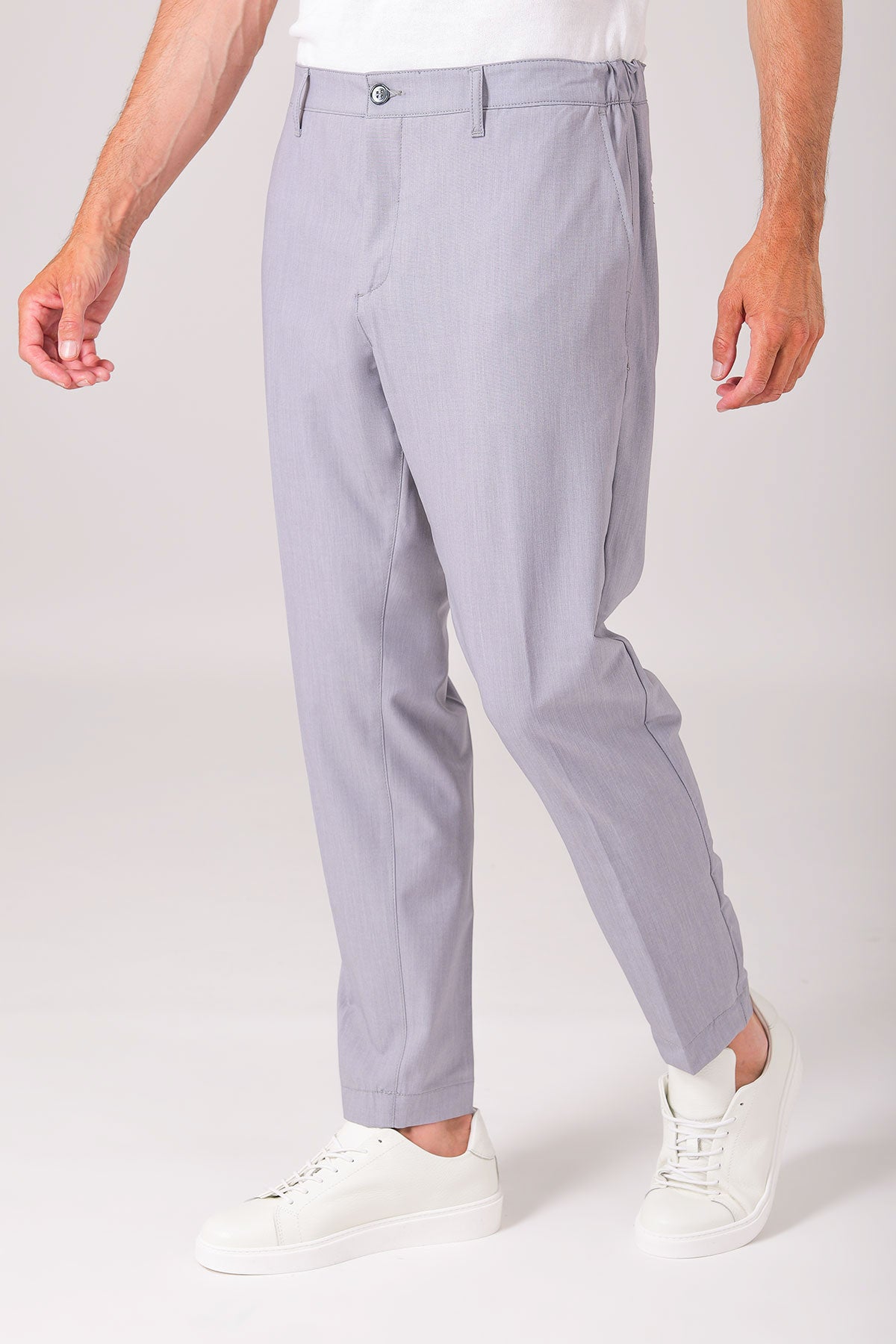 Pantalone relax con elastico in vita - Grigio - vista frontale
