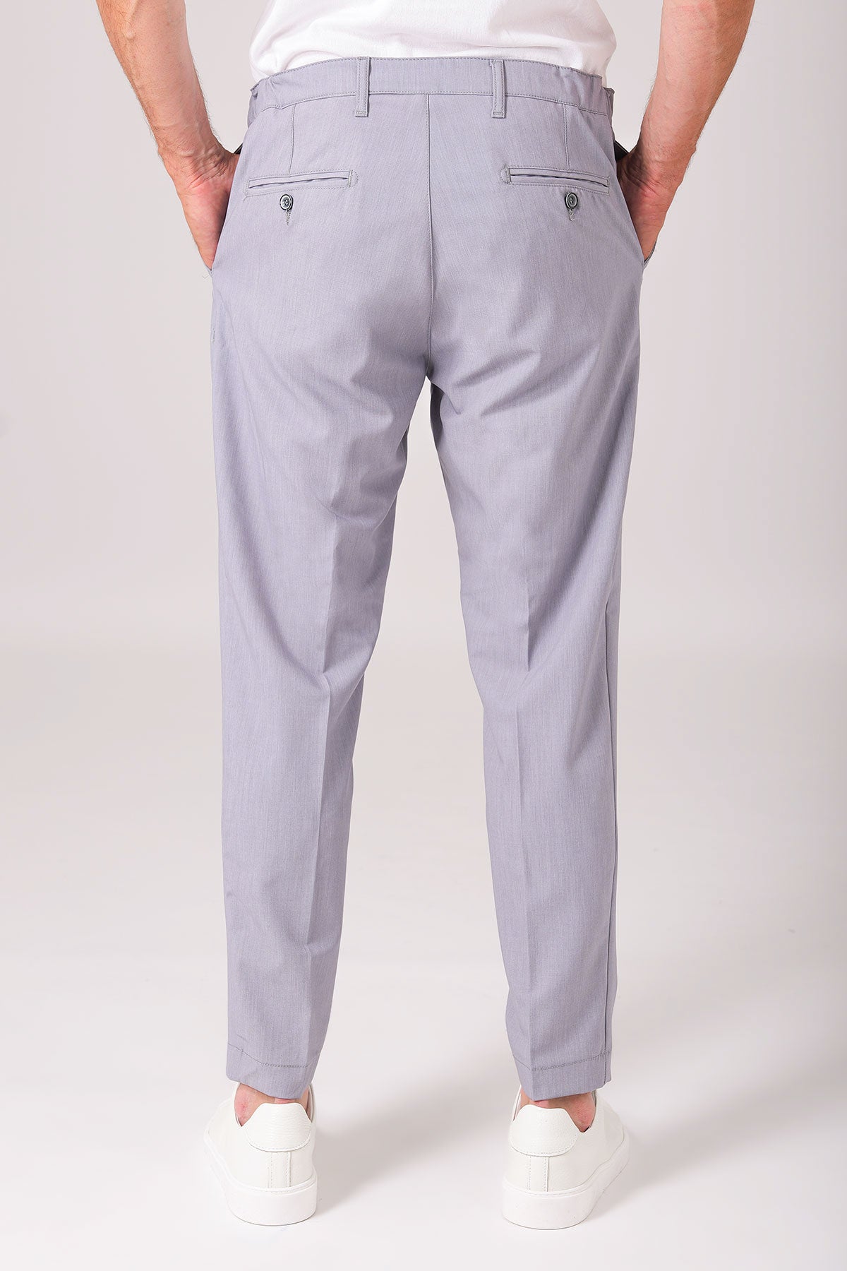 Pantalone relax con elastico in vita - Grigio - vista posteriore