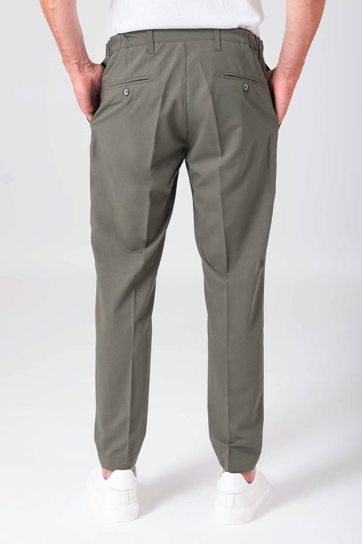 Pantalone relax con elastico in vita - Militare - vista posteriore