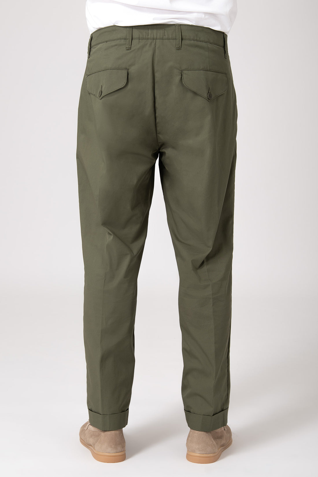 Pantalone vita alta con pince - Verde