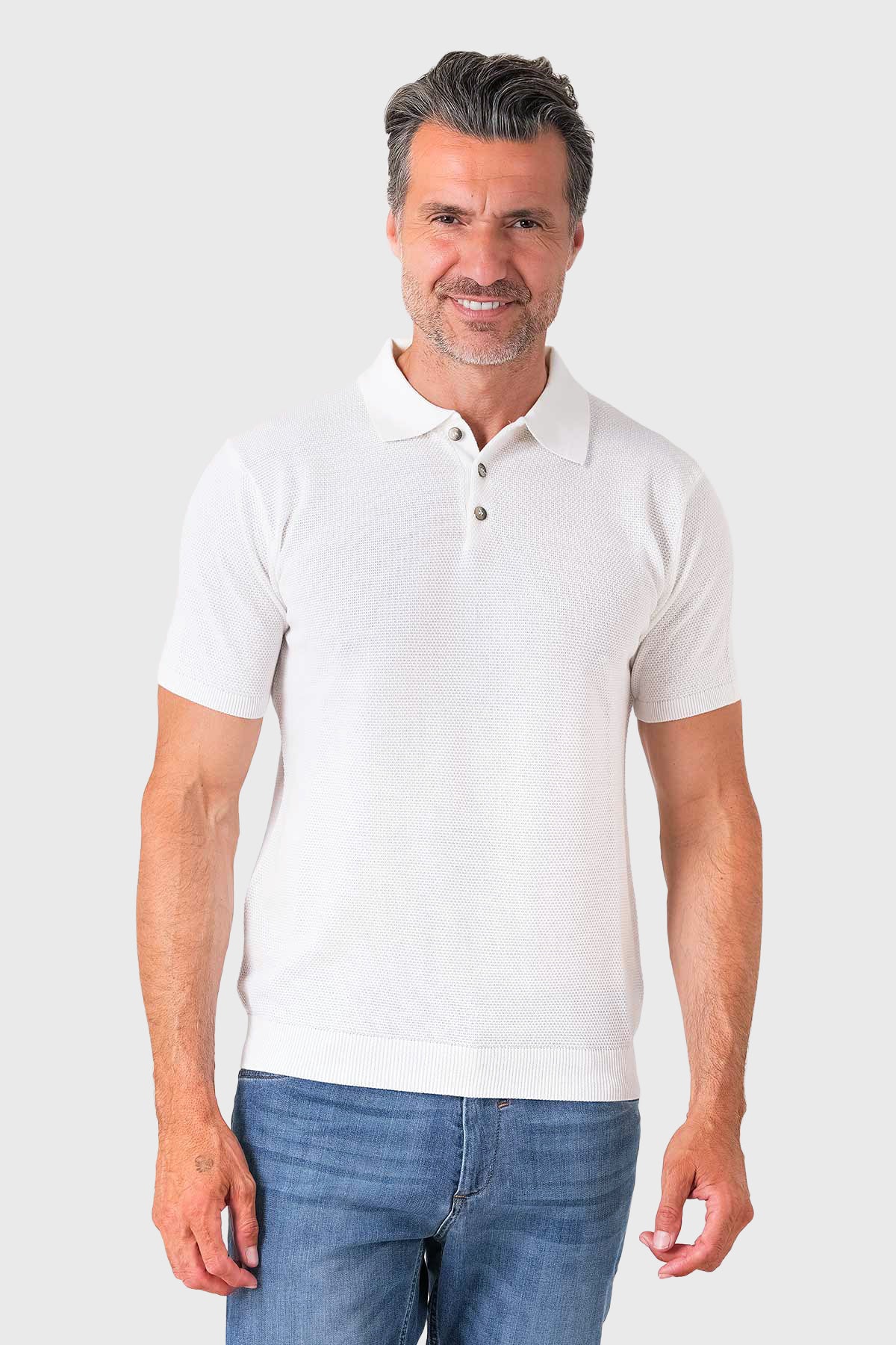 Polo chicco riso in puro cotone - Bianco - vista frontale