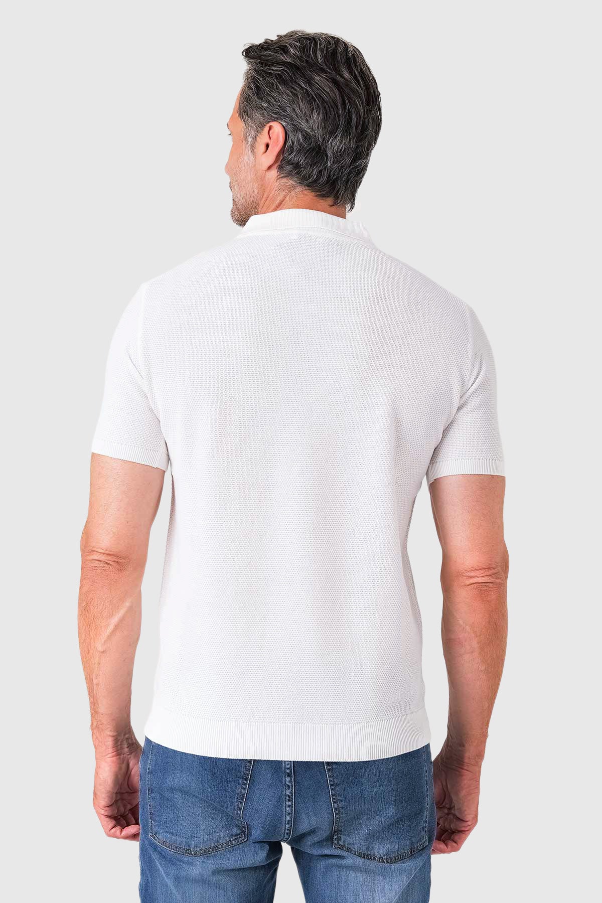 Polo chicco riso in puro cotone - Bianco - vista posteriore