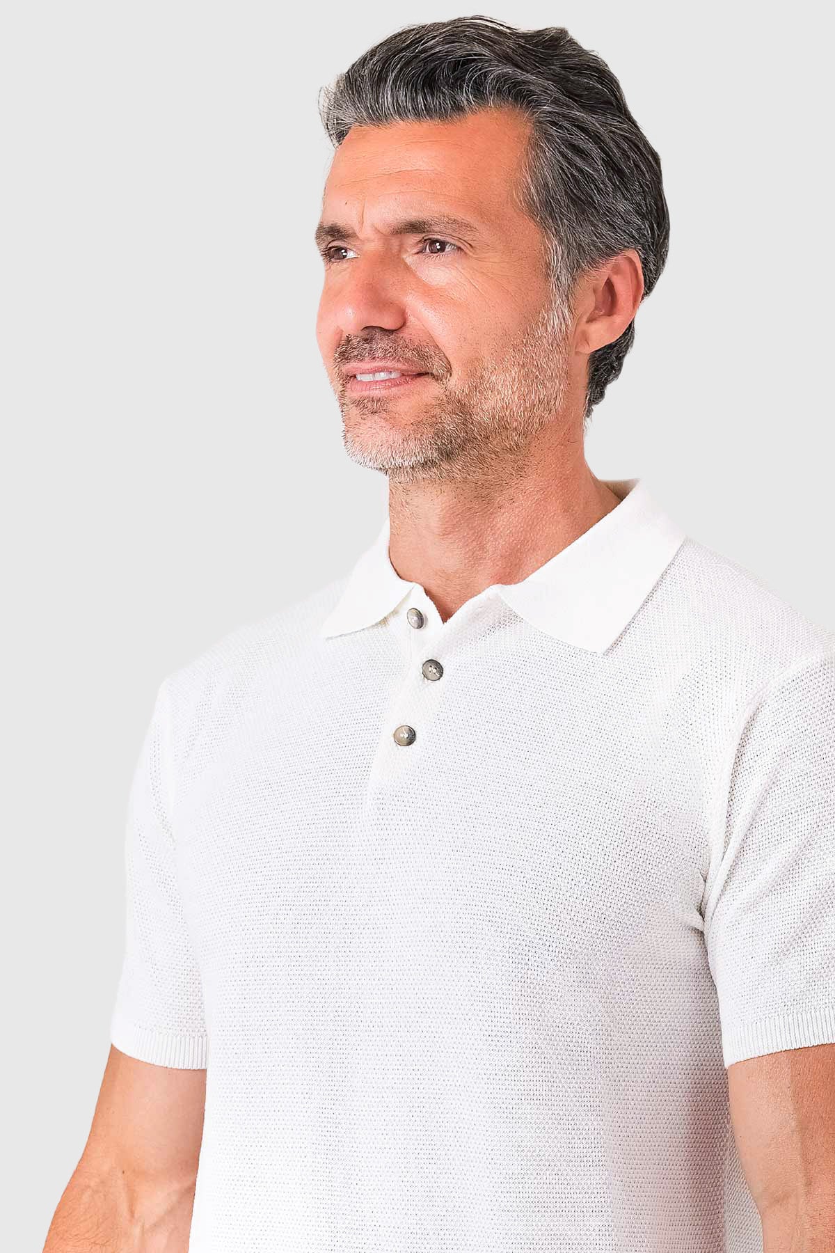 Polo chicco riso in puro cotone - Bianco - dettaglio tecnico