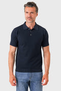 Polo chicco riso in puro cotone - Blu navy - vista frontale