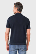 Polo chicco riso in puro cotone - Blu navy - vista posteriore