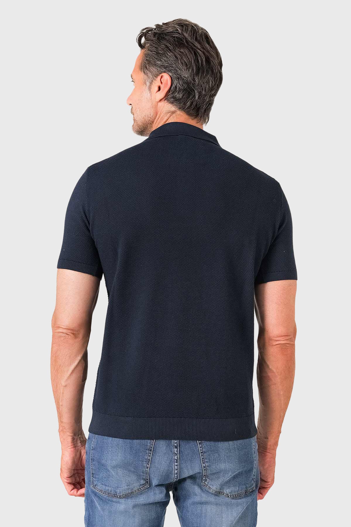 Polo chicco riso in puro cotone - Blu navy - vista posteriore