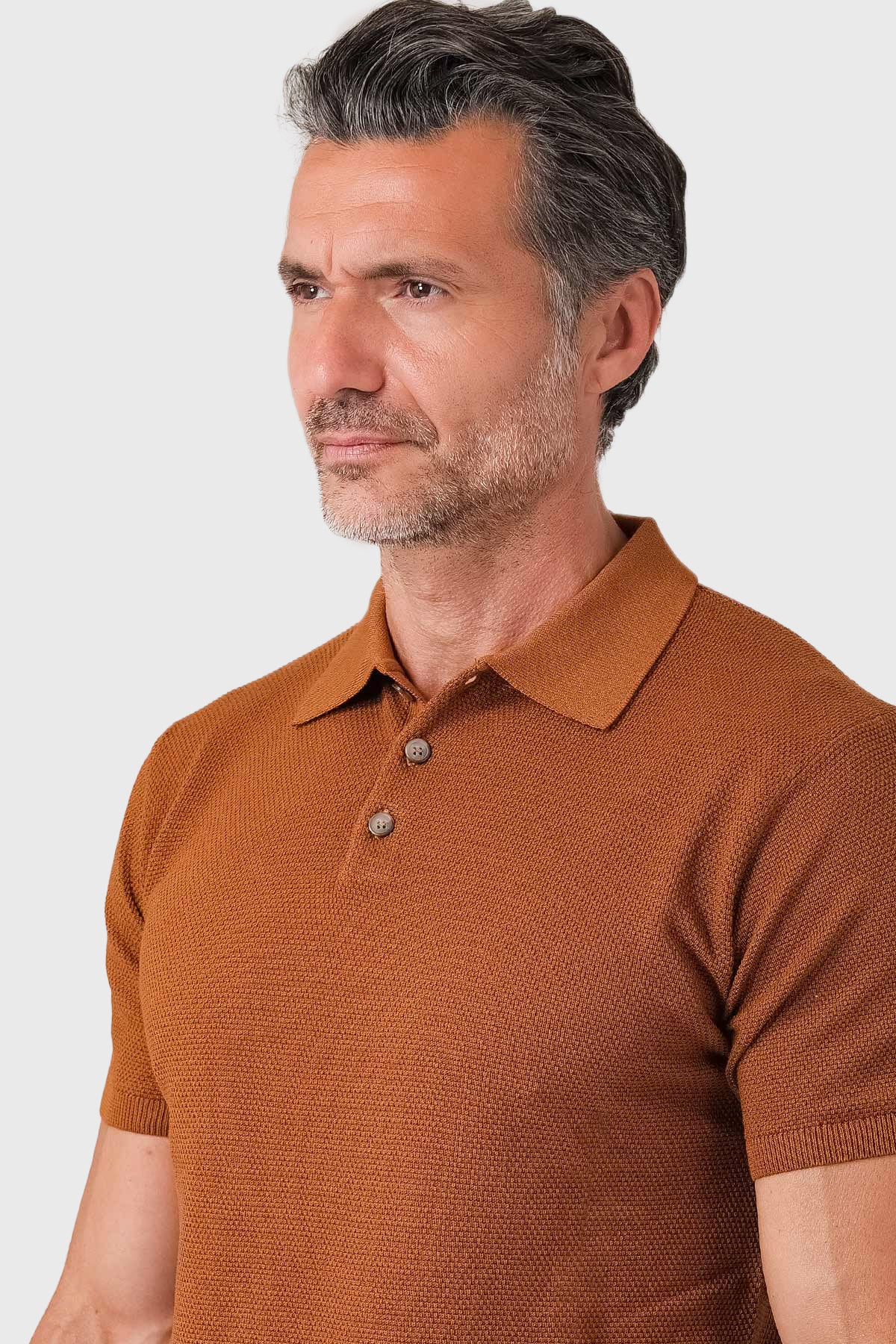 Polo chicco riso in puro cotone - Bruciato - dettaglio tecnico