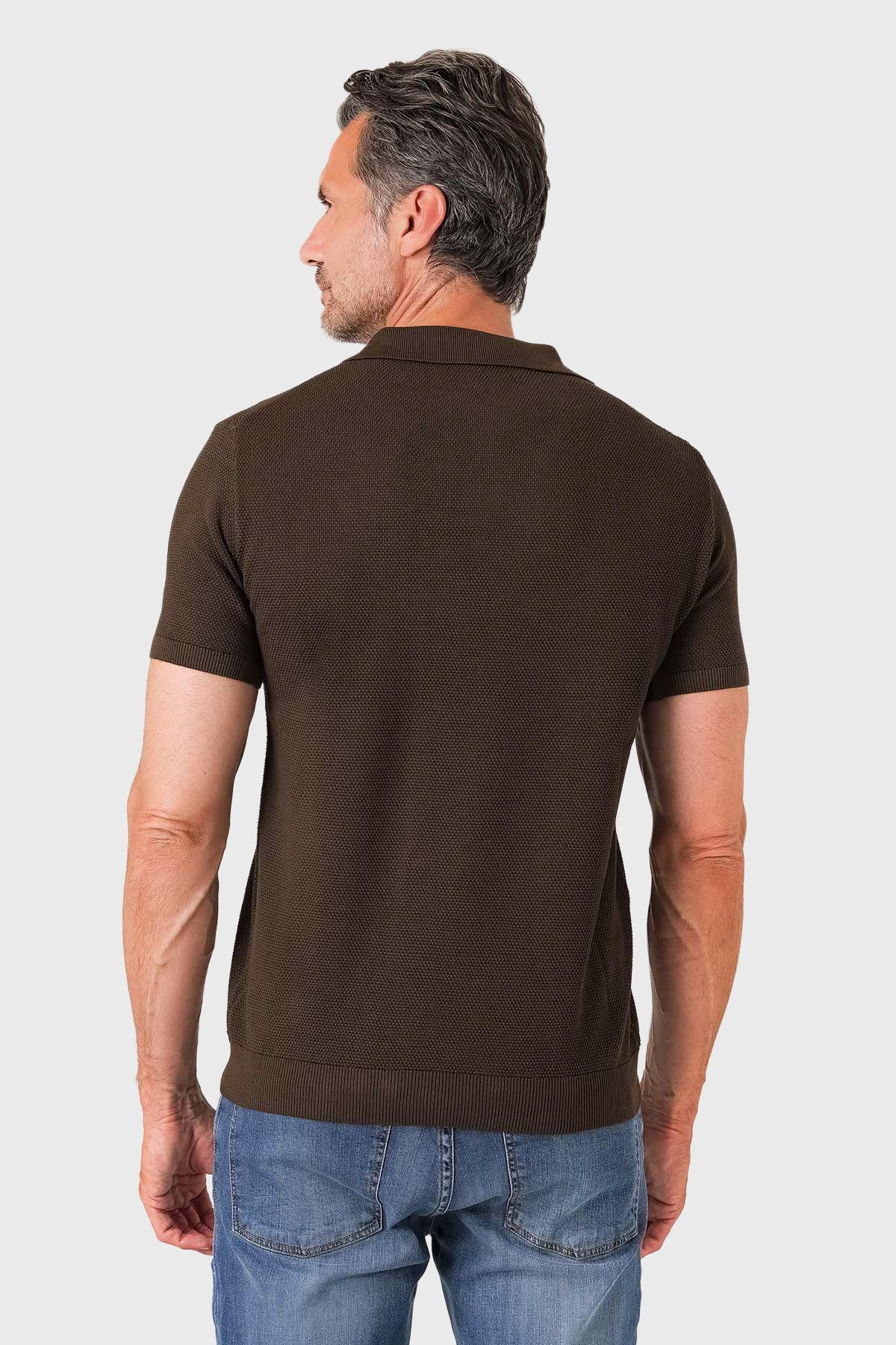 Polo chicco riso in puro cotone - Cacao - vista posteriore