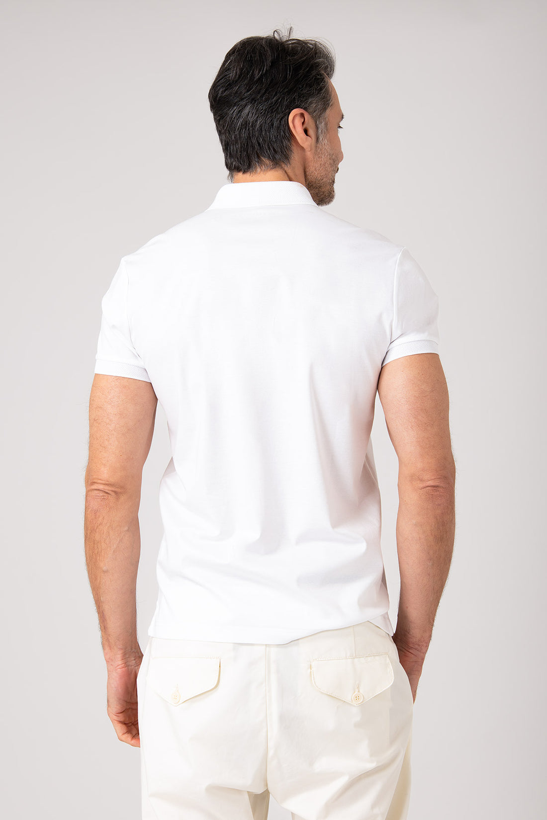 Polo in cotone mercerizzato manica corta - Bianco - vista frontale